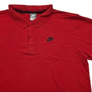 VTG Y2K Nike Sportswear Golf Polo Shirt Cotton Silver Tag Solid Red Mens XL